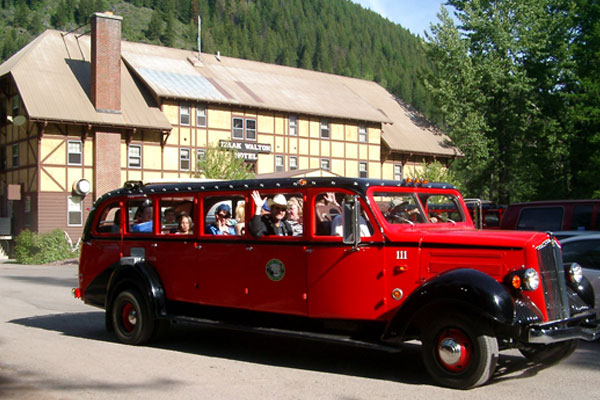 1930's 706 Red Tour bus - Lodging near Glacier National Park