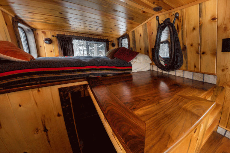 Loft bed in JJ Caboose at Izaak Walton Inn- Luxury Cabins Near Glacier National Park